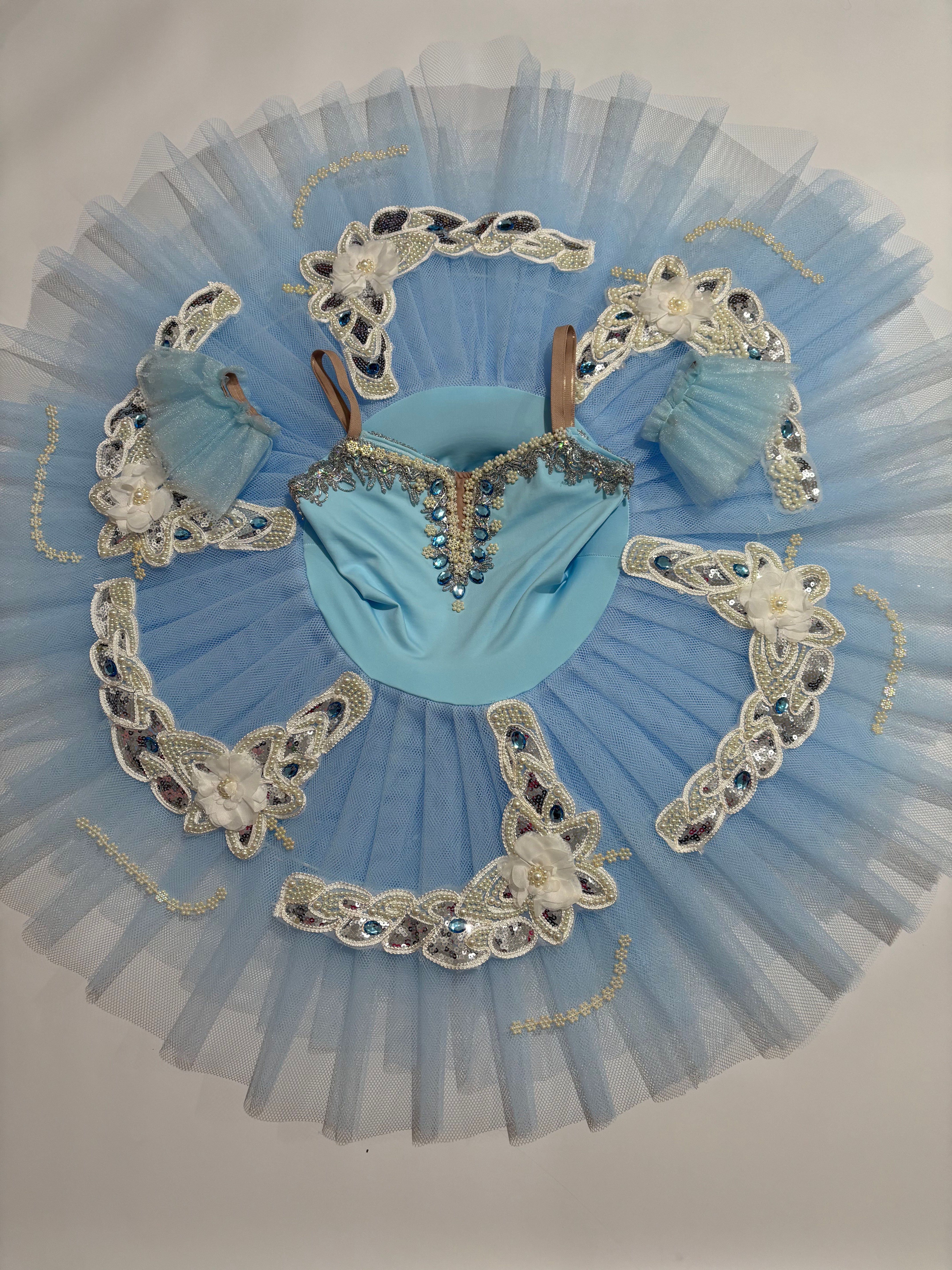 Tutu bandeja azul e pérola