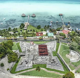 bacalar city aerial view riviera maya mexico 