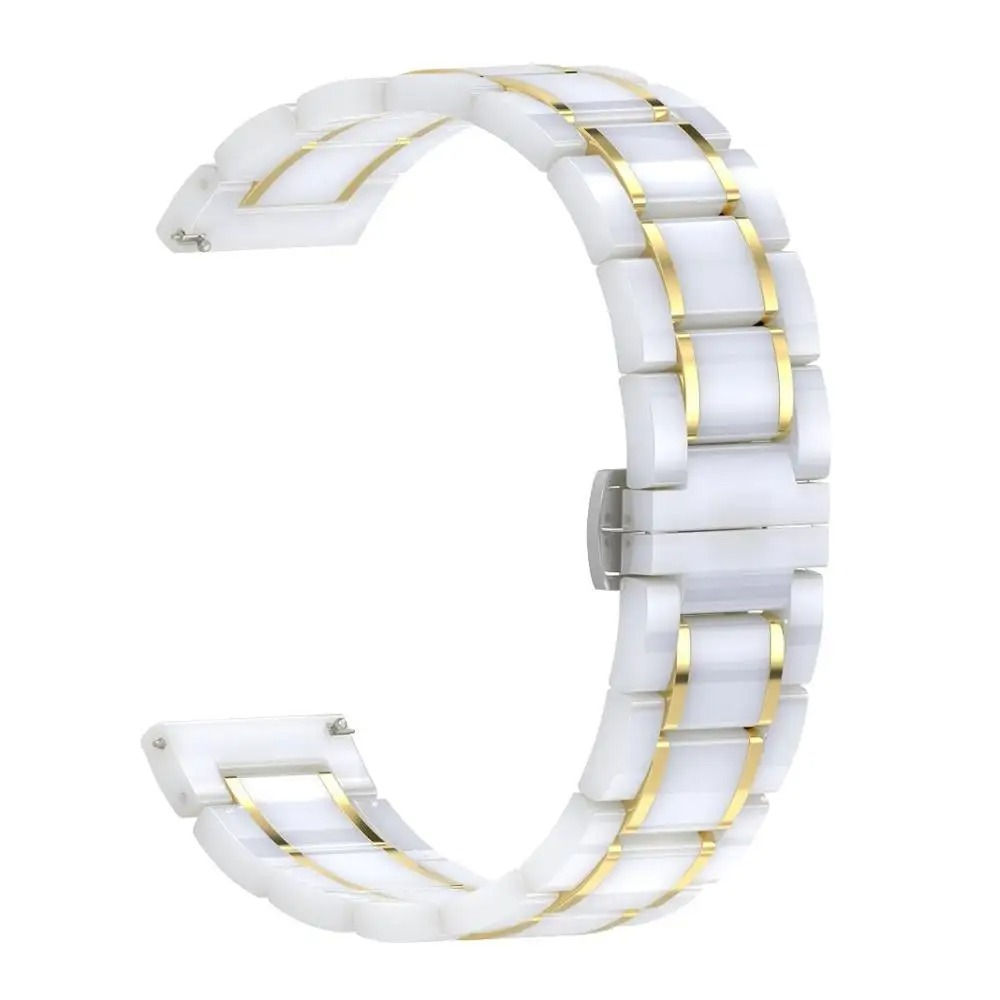 20mm Ceramic Link Band - White & Gold [Made to Order]