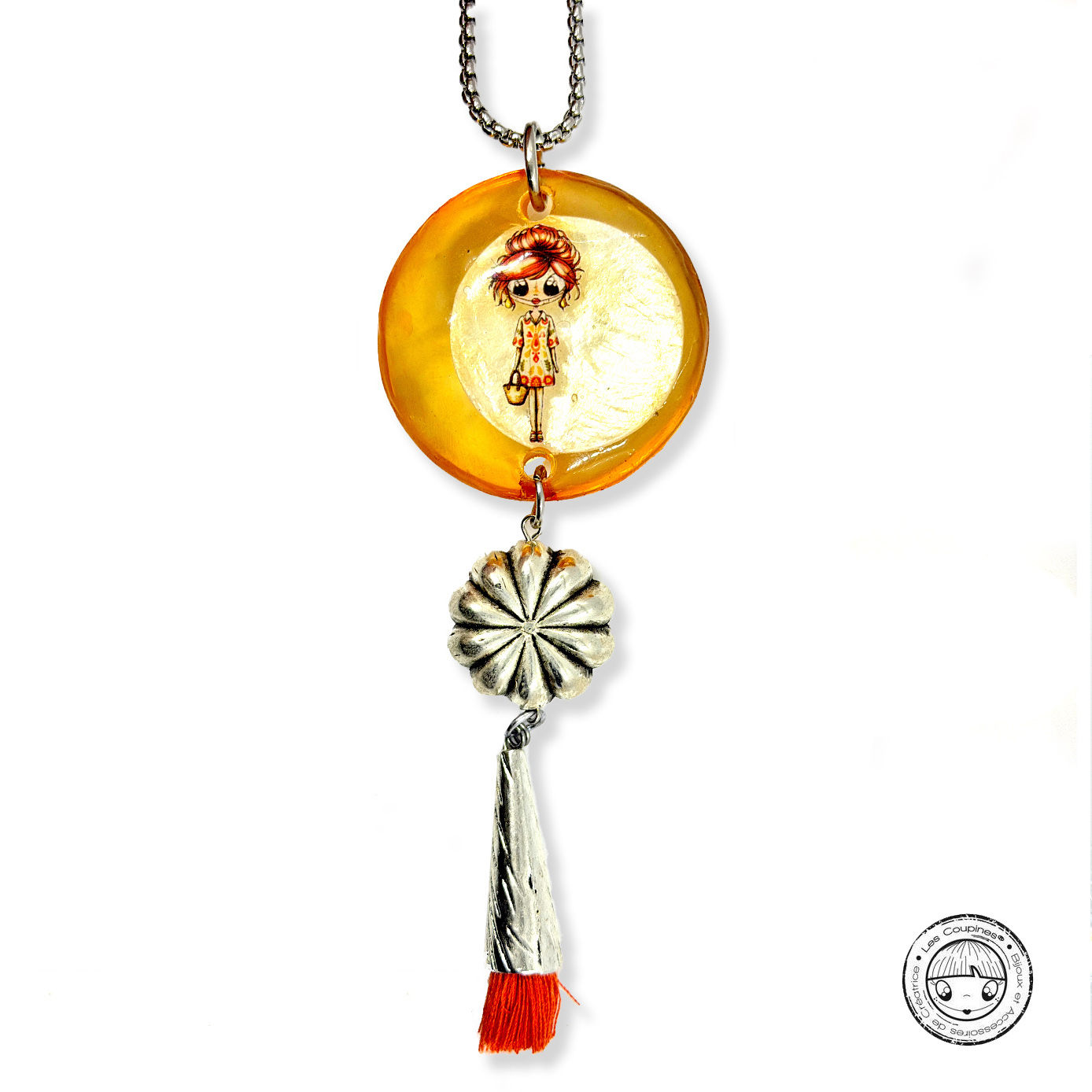 Sautoir Galet nacré Paprika