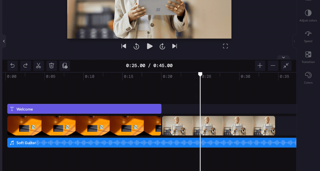 Clipchamp timeline