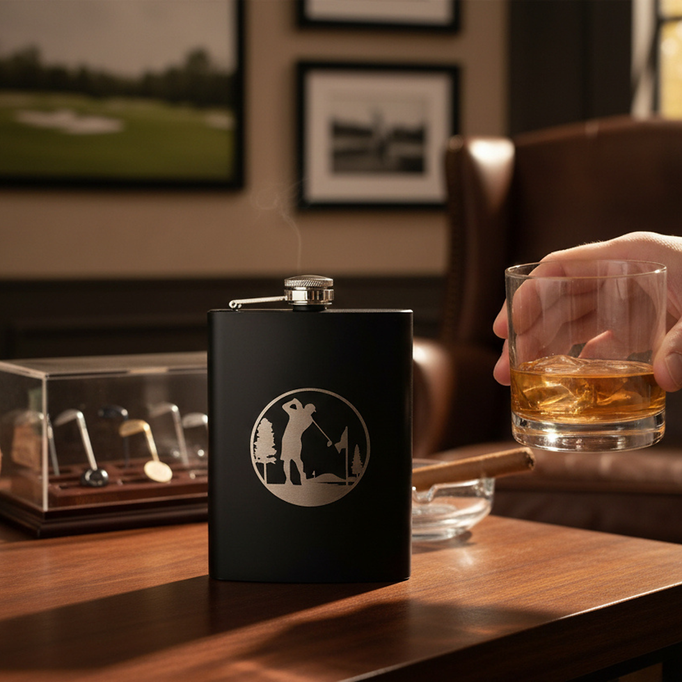 Thumbnail: Custom Engraved Stainless Steel Hip Flask – Personalized Gift