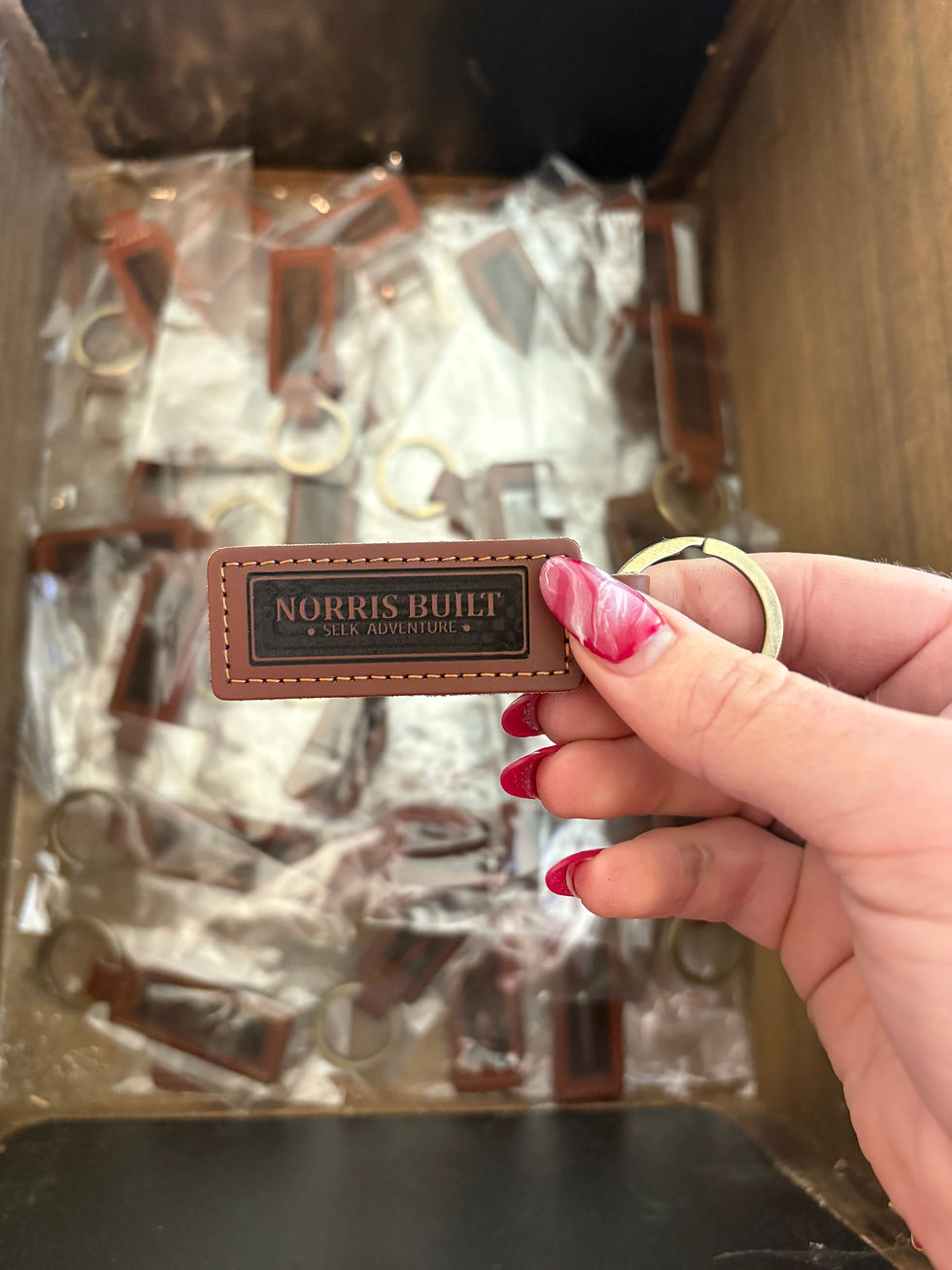 Thumbnail: Custom Engraved Leather Keychain – Personalized Gift