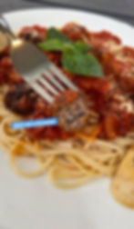 Spaghetti Beef Balls with Garlic French Baguette