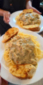 Chicken Breast Carbonara with Garlic French Baguette