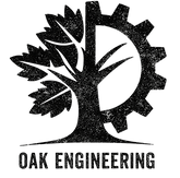 OAK Engineering logo combining an oak tree and mechanical gear