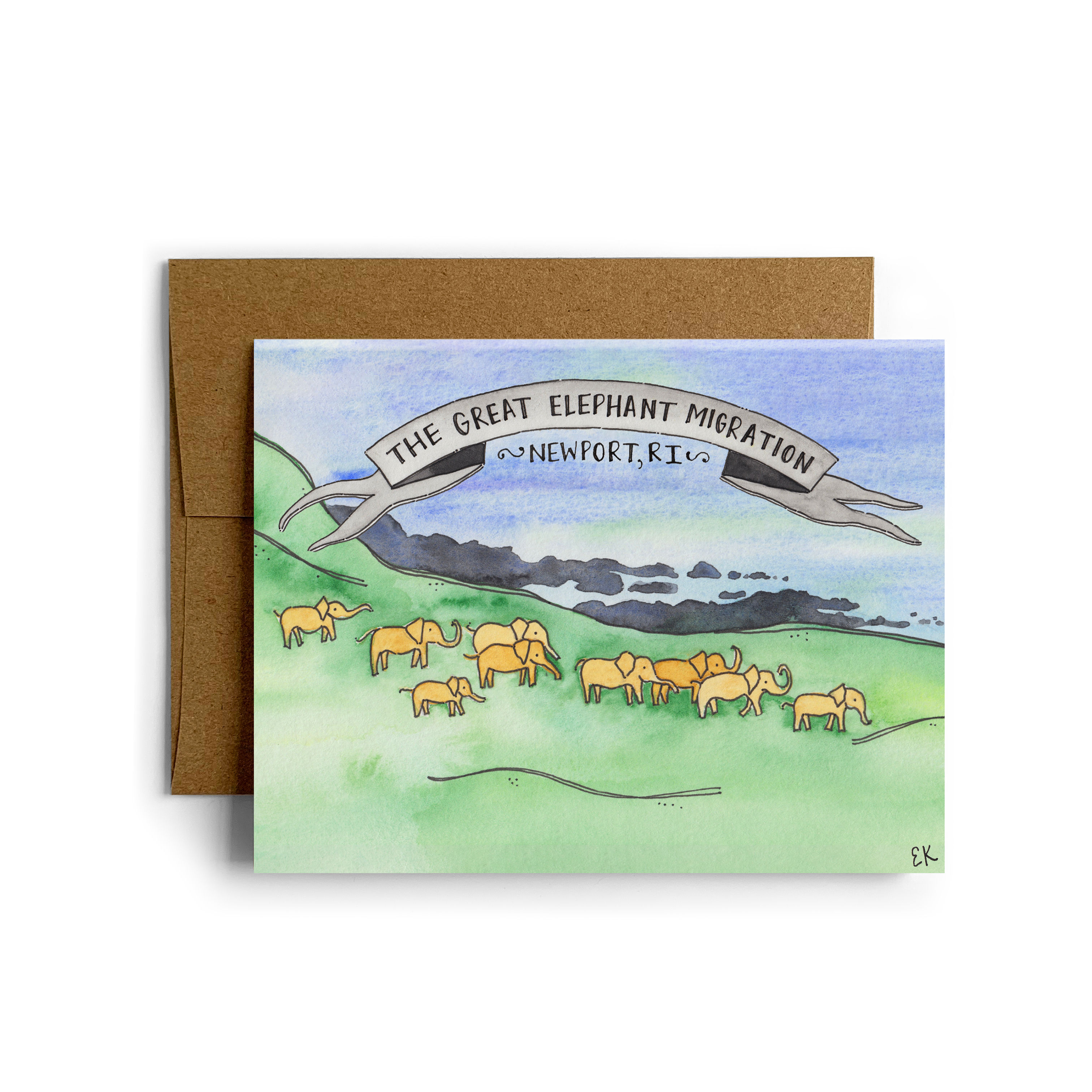 Elephant Migration Greeting Card