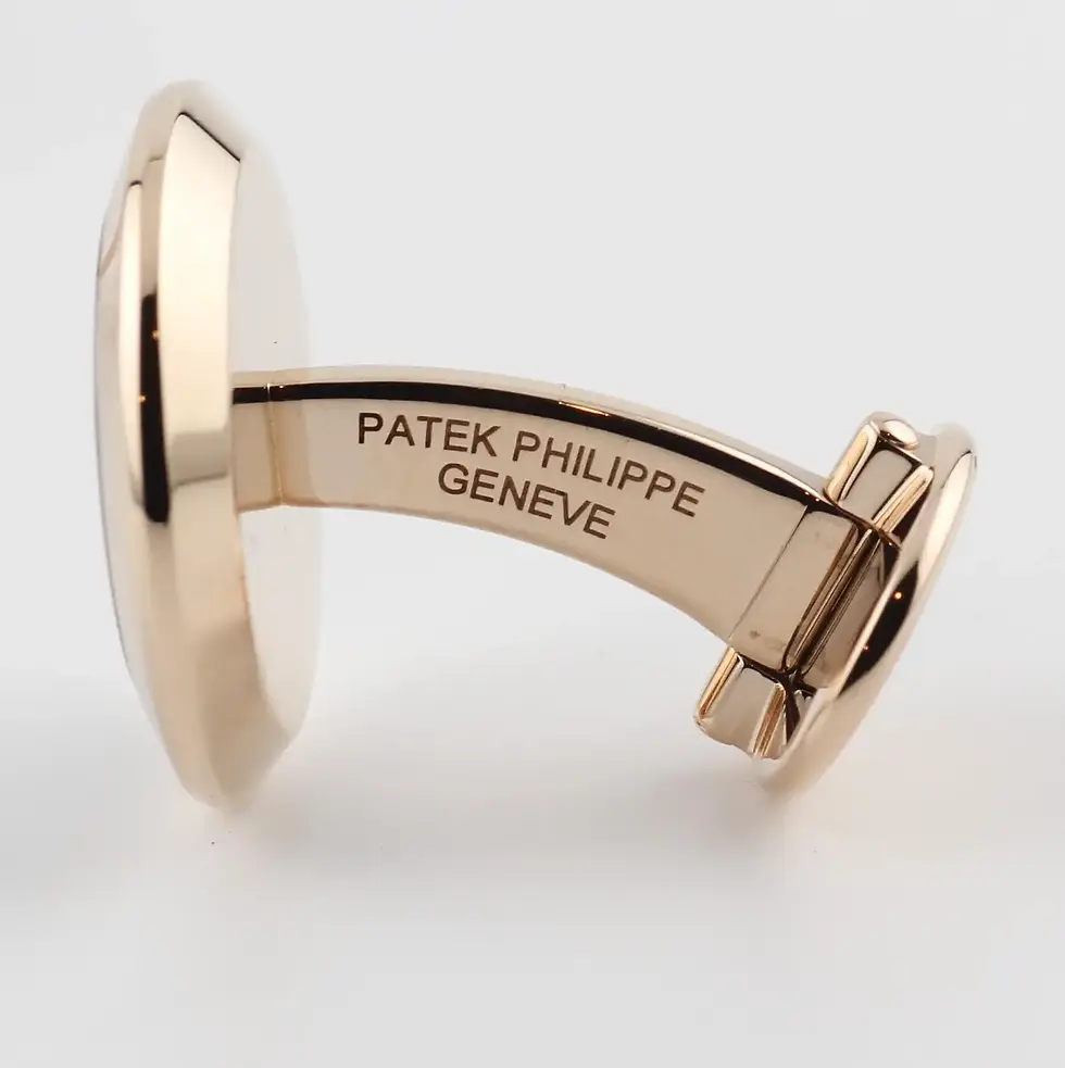 Thumbnail: Patek Philippe Engraved Onyx 18k Rose Gold Calatrava Cufflinks 205.9107R001