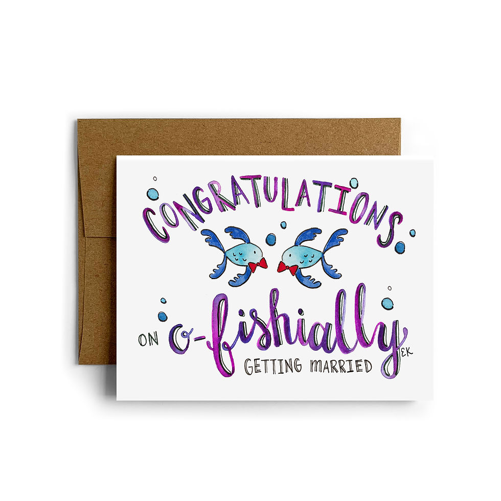 Thumbnail: O-Fishially Married, Boy Boy Greeting Card