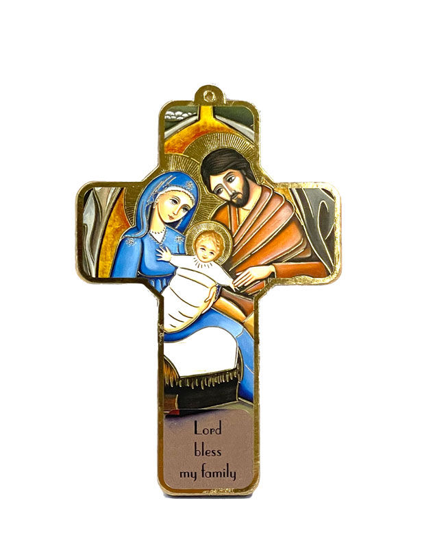 繪圖聖家小耶穌十架裝飾 / Nativity wooden cross