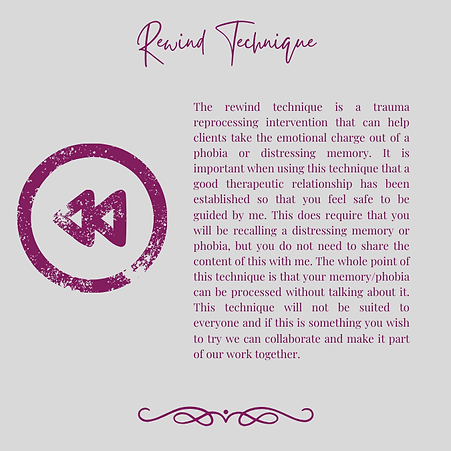 Image of a rewind symbol plus text explain rewind technique.