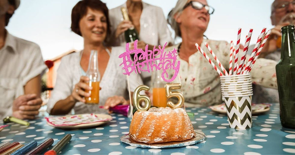 Pensioners having a birthday party.
