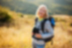 A hiker smiling.