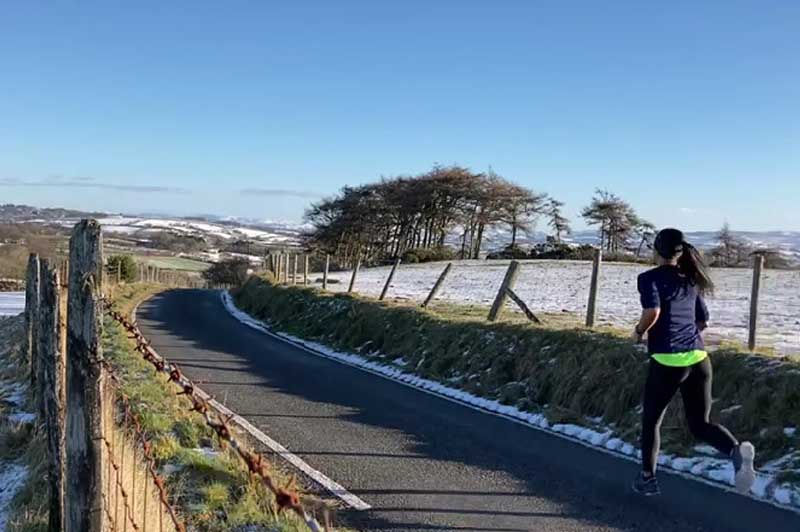 Steph runs in the hills of Wales, UK.