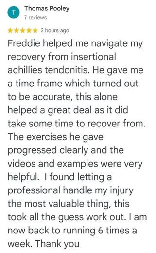 Online Sports Injury Physio review left by Thomas Pooley