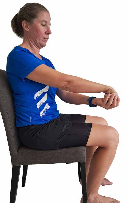 Stronger tennis elbow stretch exercise from the side.