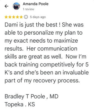 Online physiotherapy review left by Bradly Poole