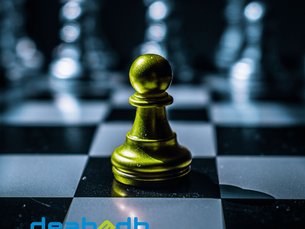Close-up of a single chess piece on a board, symbolizing strategic leadership and decision-making under uncertainty.