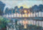 Emile Claus - Sunset over the pond