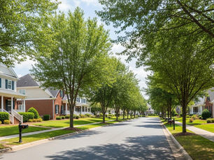 Aerial view of Cary suburban community with planned neighborhoods and tree-lined streets