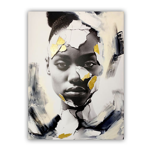 Ayana – modernes Frauenporträt mit goldenen Akzenten und monochromen Kontrasten von Alexander Volkmann