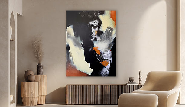 Lucian als modernes Porträtkunstwerk in einer hellen Inneneinrichtung