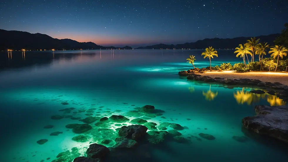 Luminous Lagoon showcasing magical glowing waters at night