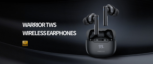 RECCI REP-W77 Warrior TWS Wireless 5.3 Ακουστικά Bluetooth με ANC-Μαύρος