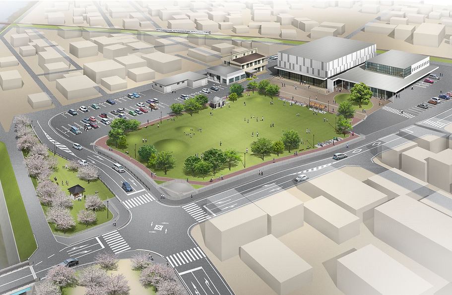 姶良市|里村パース|建築パース|土木パース|完成予想図|CG|鹿児島|公的施設|鳥瞰図|鳥瞰パース