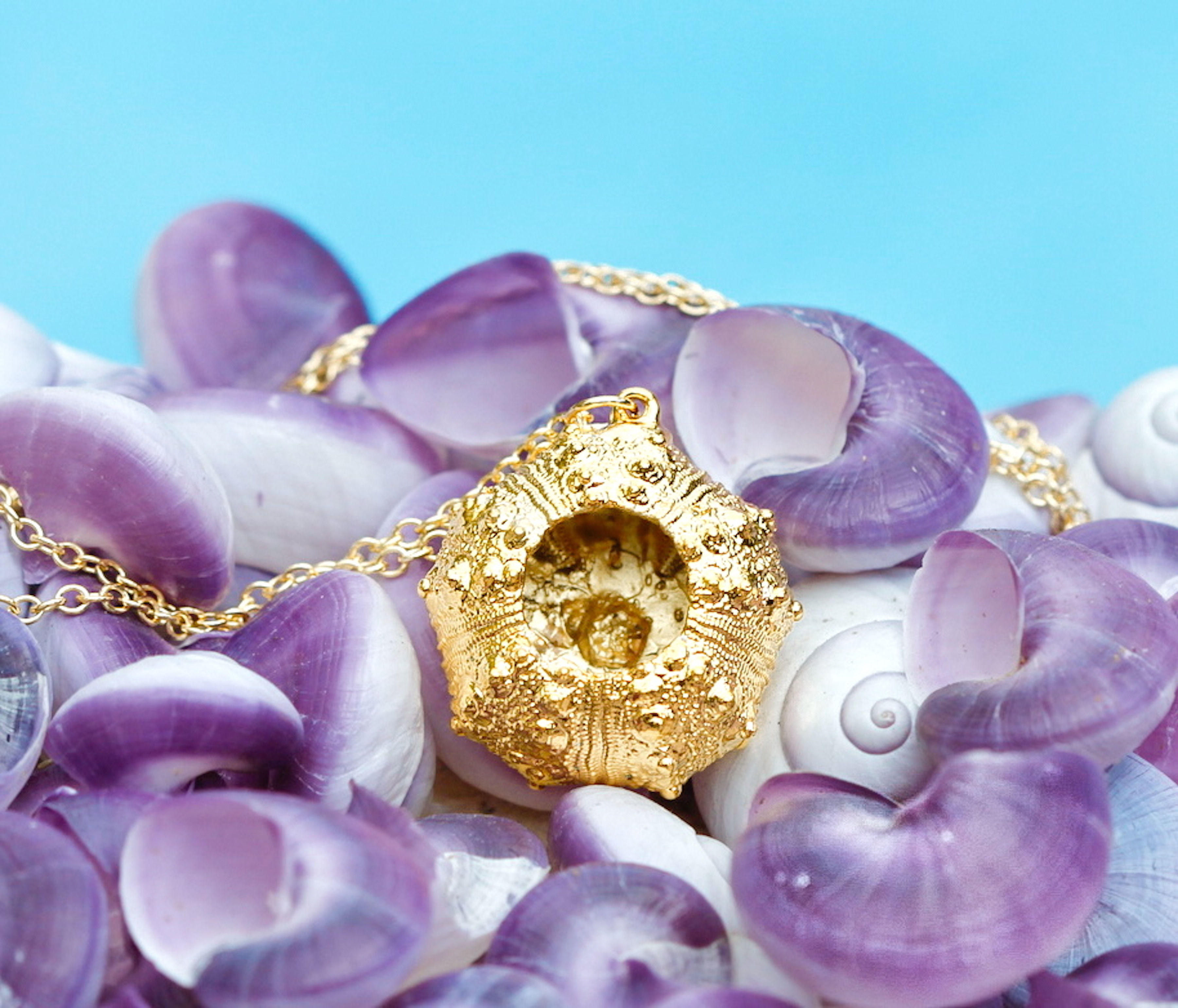 24kt Gold Dipped Sea Urchin Necklace