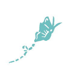 Stylized teal butterfly drawing on a black background