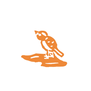 Small orange bird illustration on a dark background