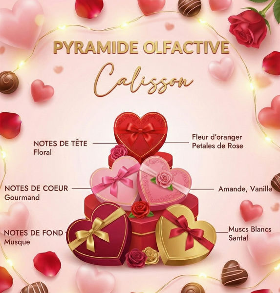 Miniature : Pyramide olfactive bougie Calisson - notes amande, melon et miel