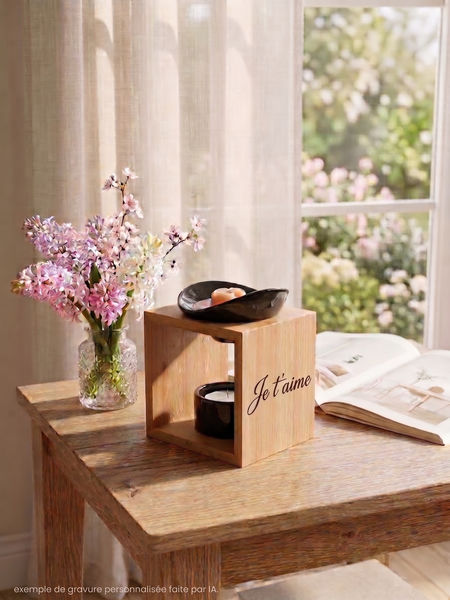 Miniature : Brûle-parfum Bambou & Céramique Noire Texte
