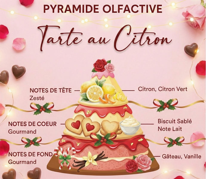 Miniature : Pyramide olfactive bougie Tarte au Citron - notes agrumes et pâtissière