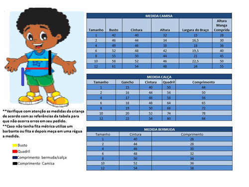 TABELA DE MEDIDAS MENINOS | vigkids