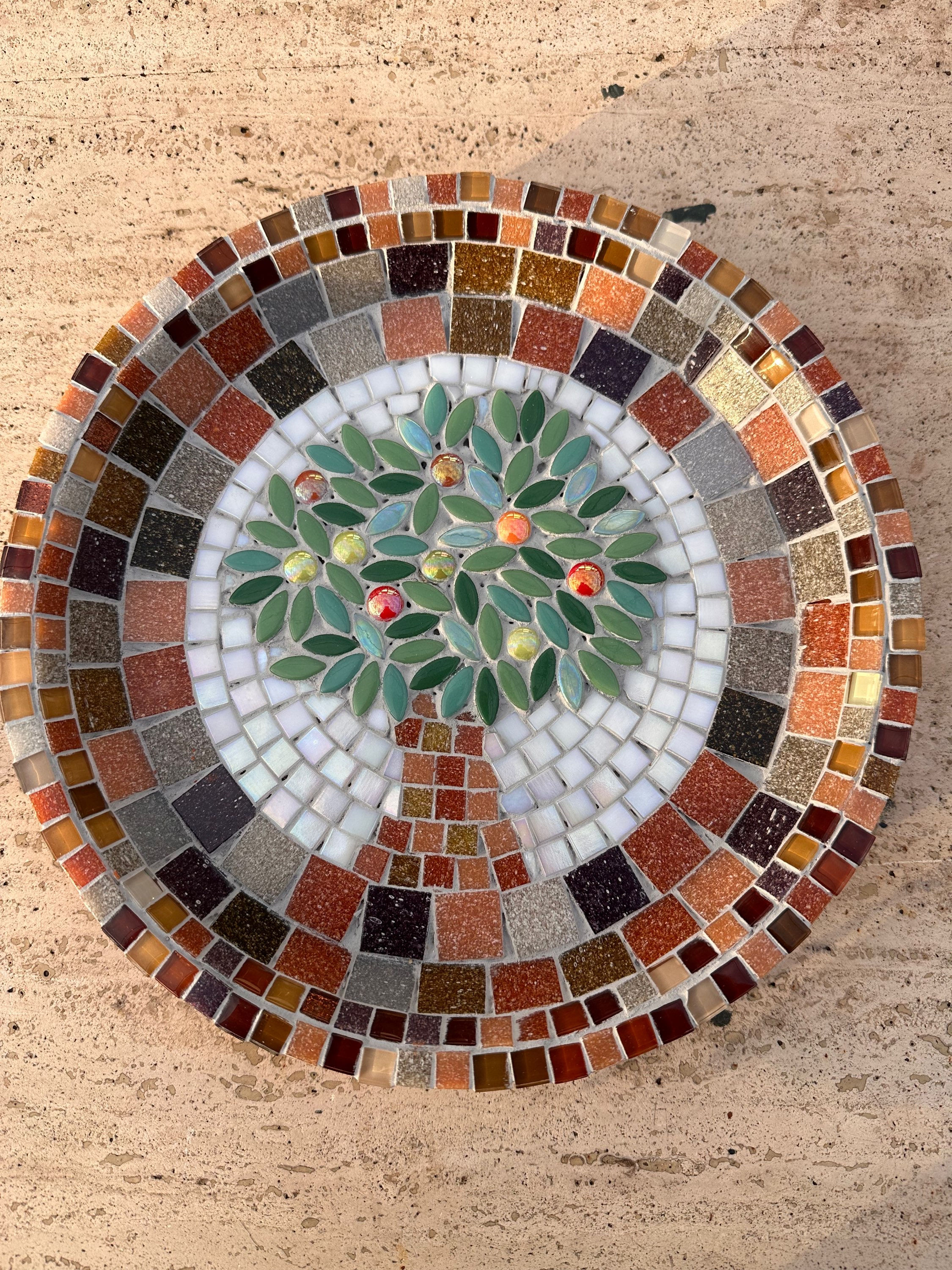 Hand made mosaic bird bath 