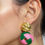 Thumbnail: Pink & Green Geometric Earrings 