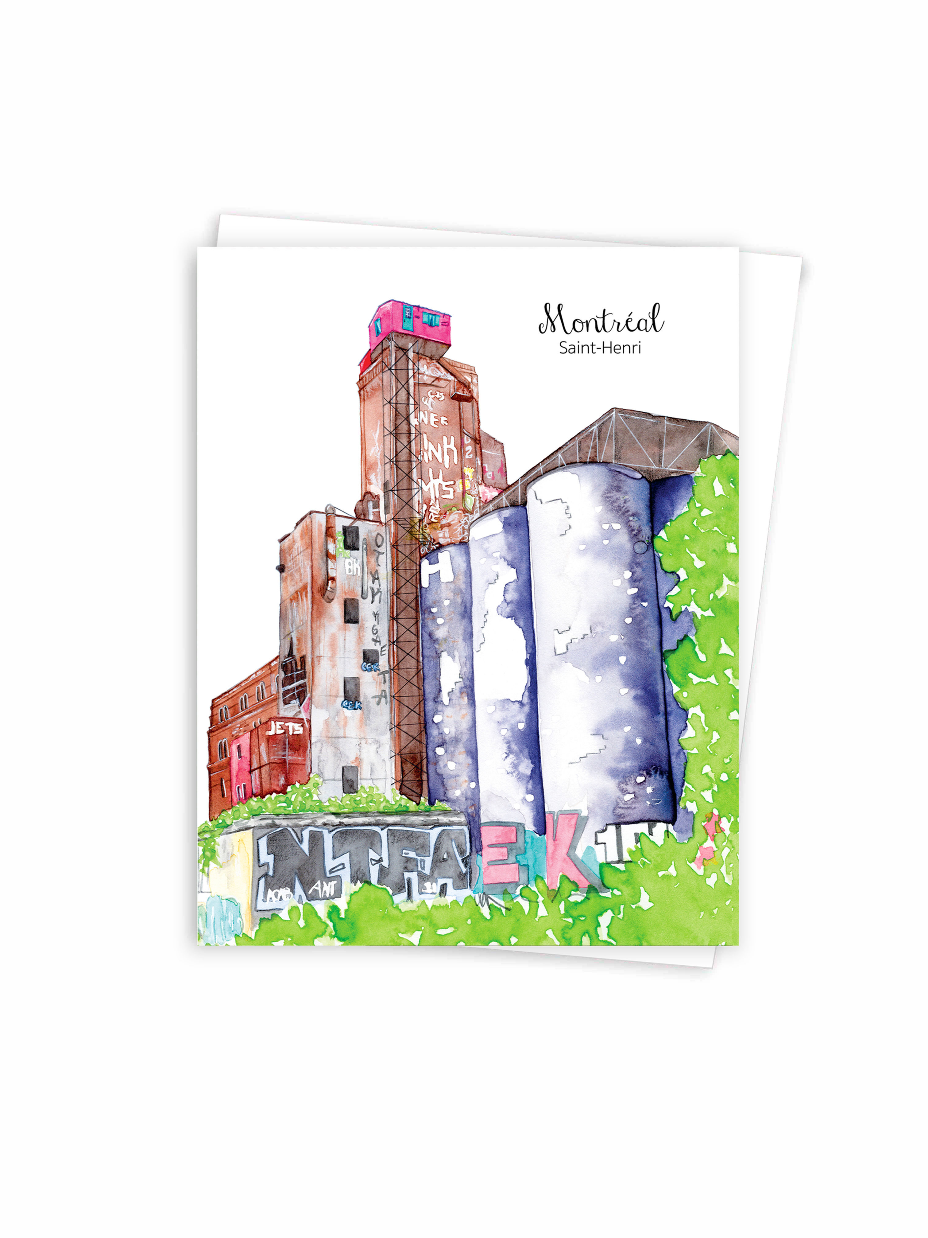 Carte de souhaits de Montréal, souvenir, Saint-Henri Maison rose pink house Montreal greeting card, Quebec