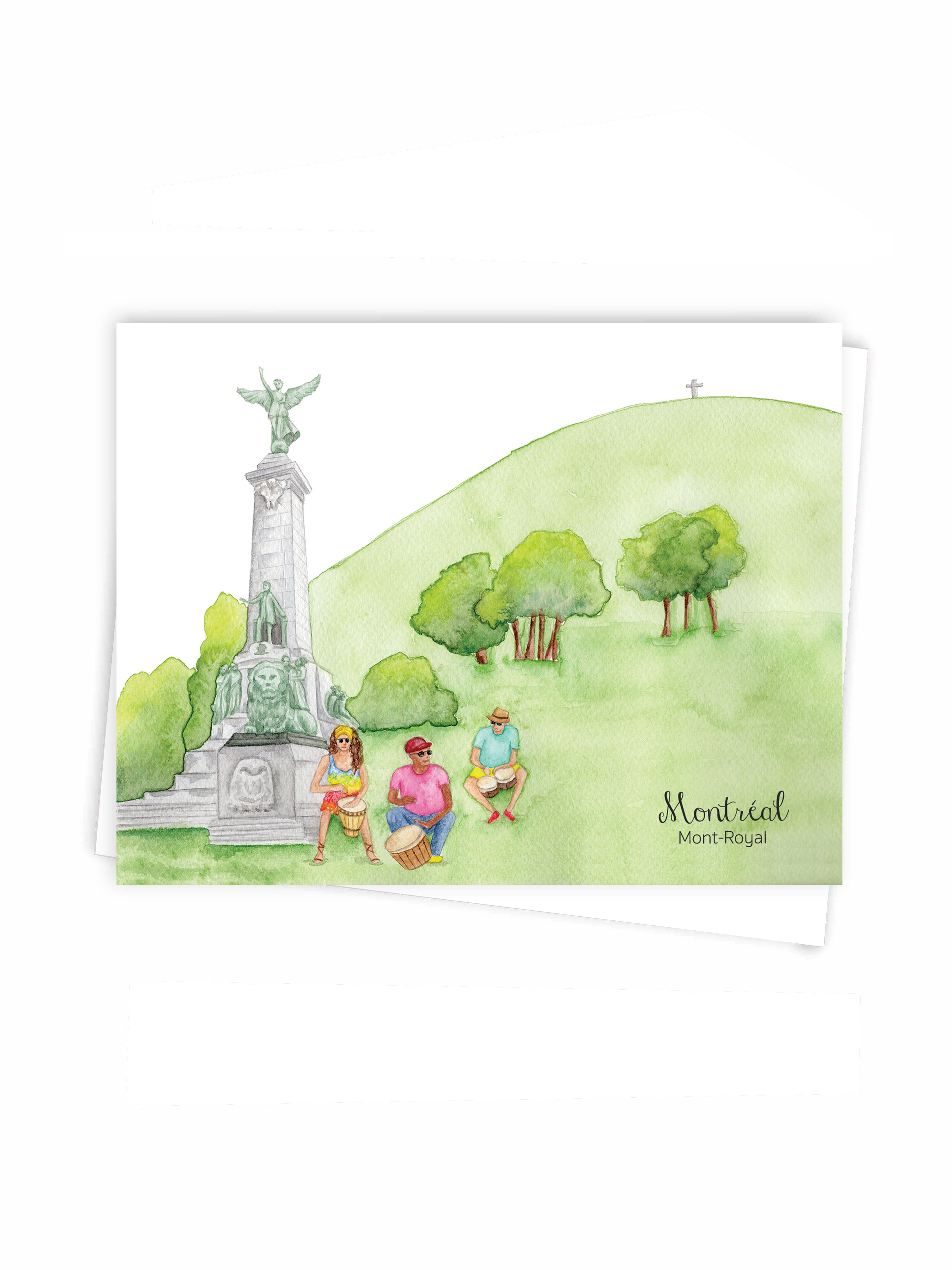 Carte de souhaits de Montréal, écoresponsable, Mont-Royal, tamtams Montreal greeting card, Mount-Royal Made in Quebec Canada
