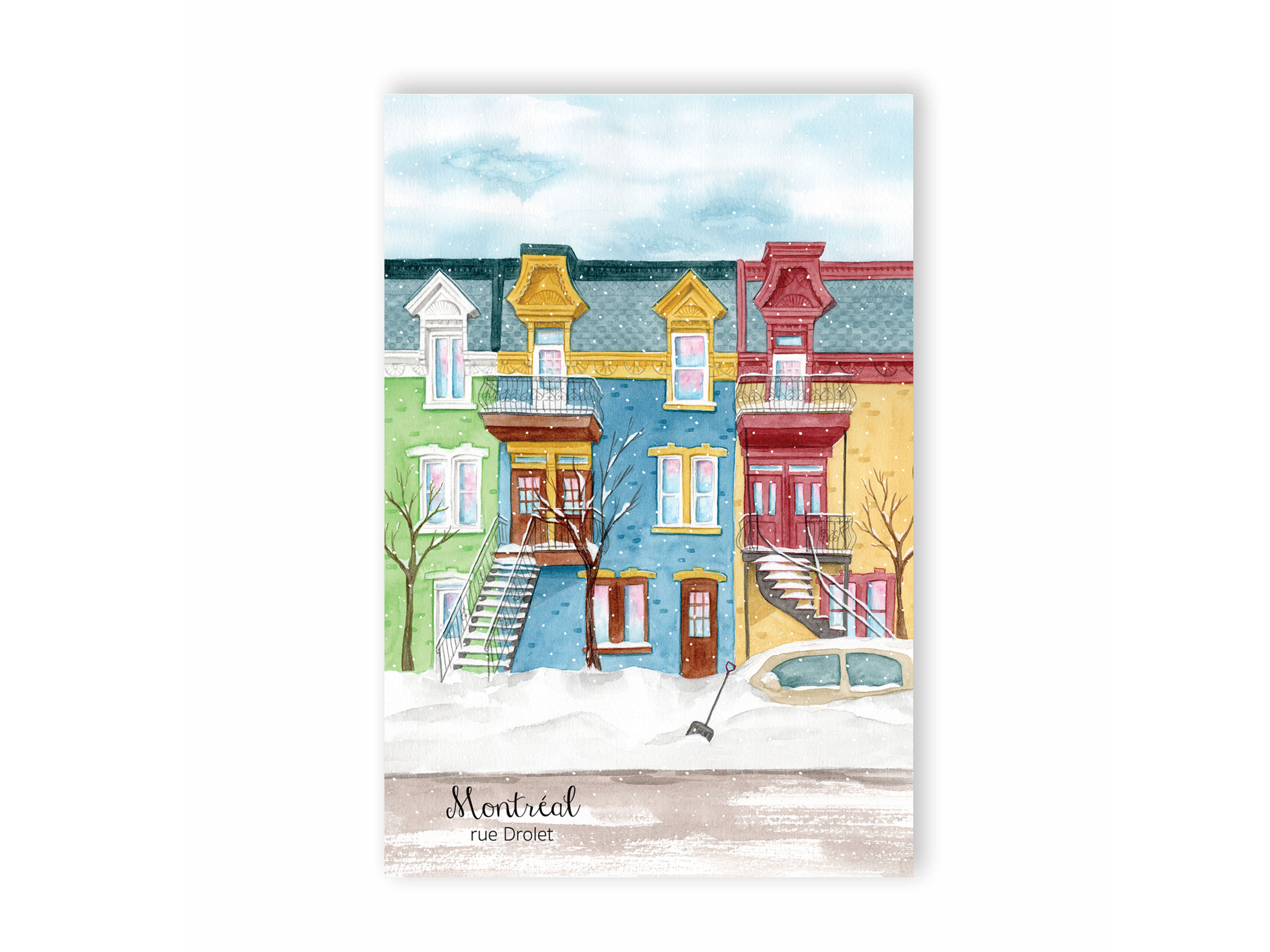 Cartes postales de Montréal Plateau écoresponsable souvenir touriste - Montreal Plateau souvenir Postcards eco Hobeika art