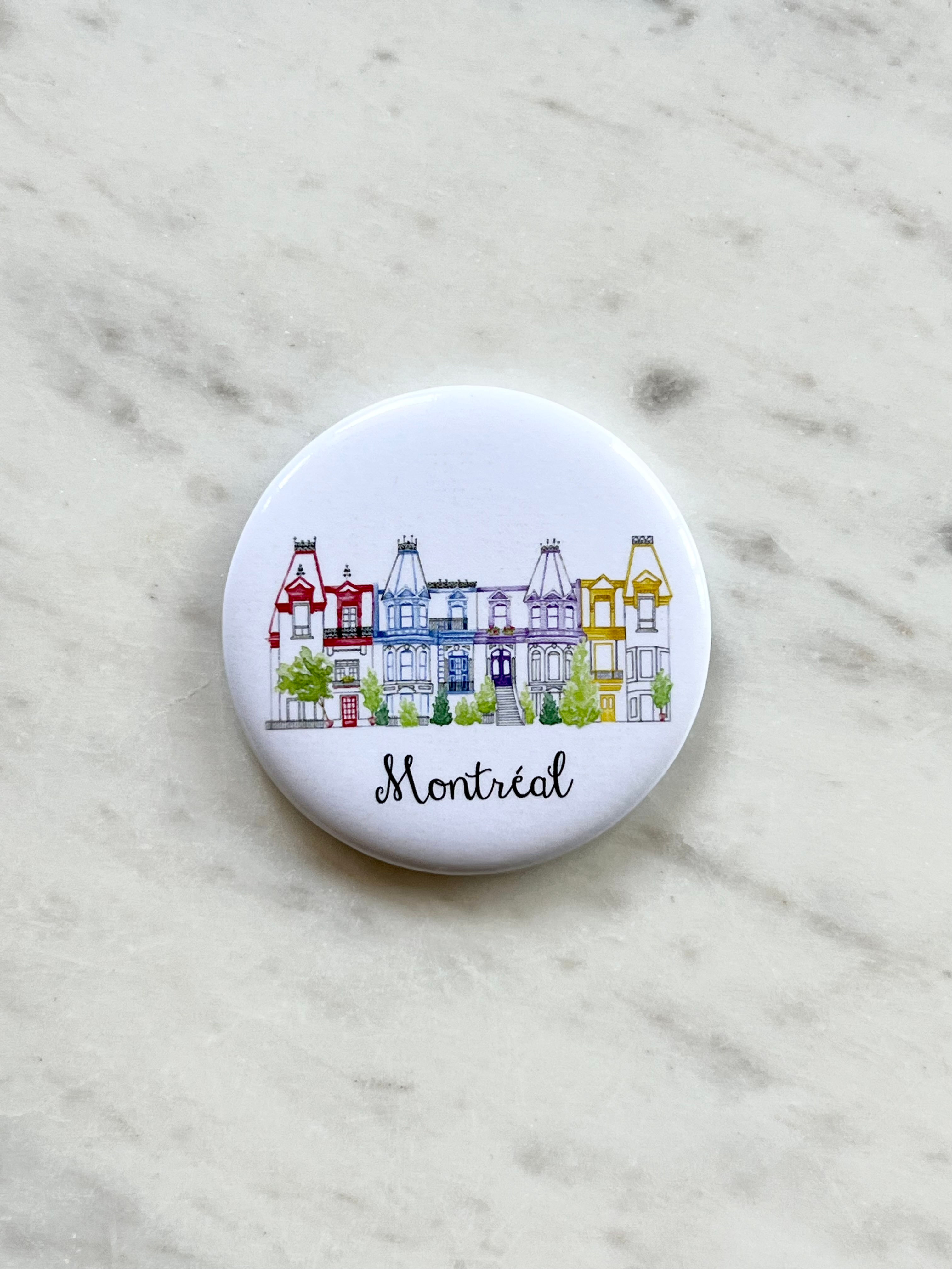 Aimant pour frigo de montréal, fait au québec, réfrigérateur, casier Montreal fridge magnet, Carré Saint-Louis Square Plateau