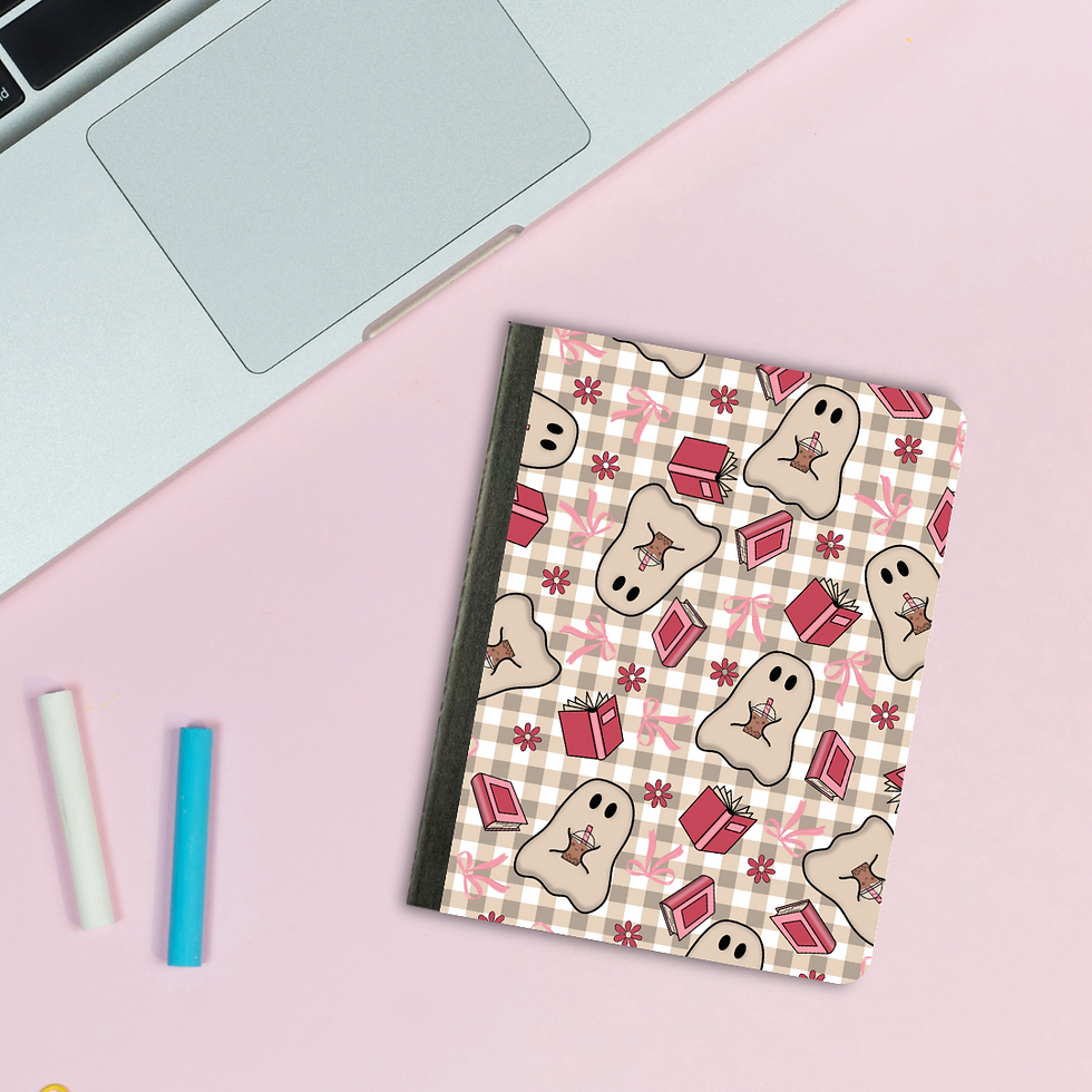Thumbnail: Pink Ghost Boba & Books Mini Composition Notebook & Covers