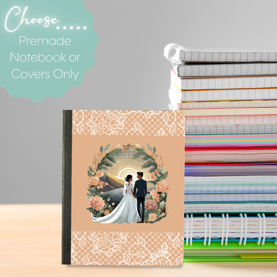 Peach & Lace Wedding Mini Composition Notebook & Covers