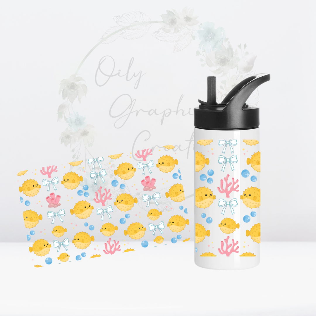 Puffer Fish & Bows- 16oz Kid Tumbler UV DTF Wrap