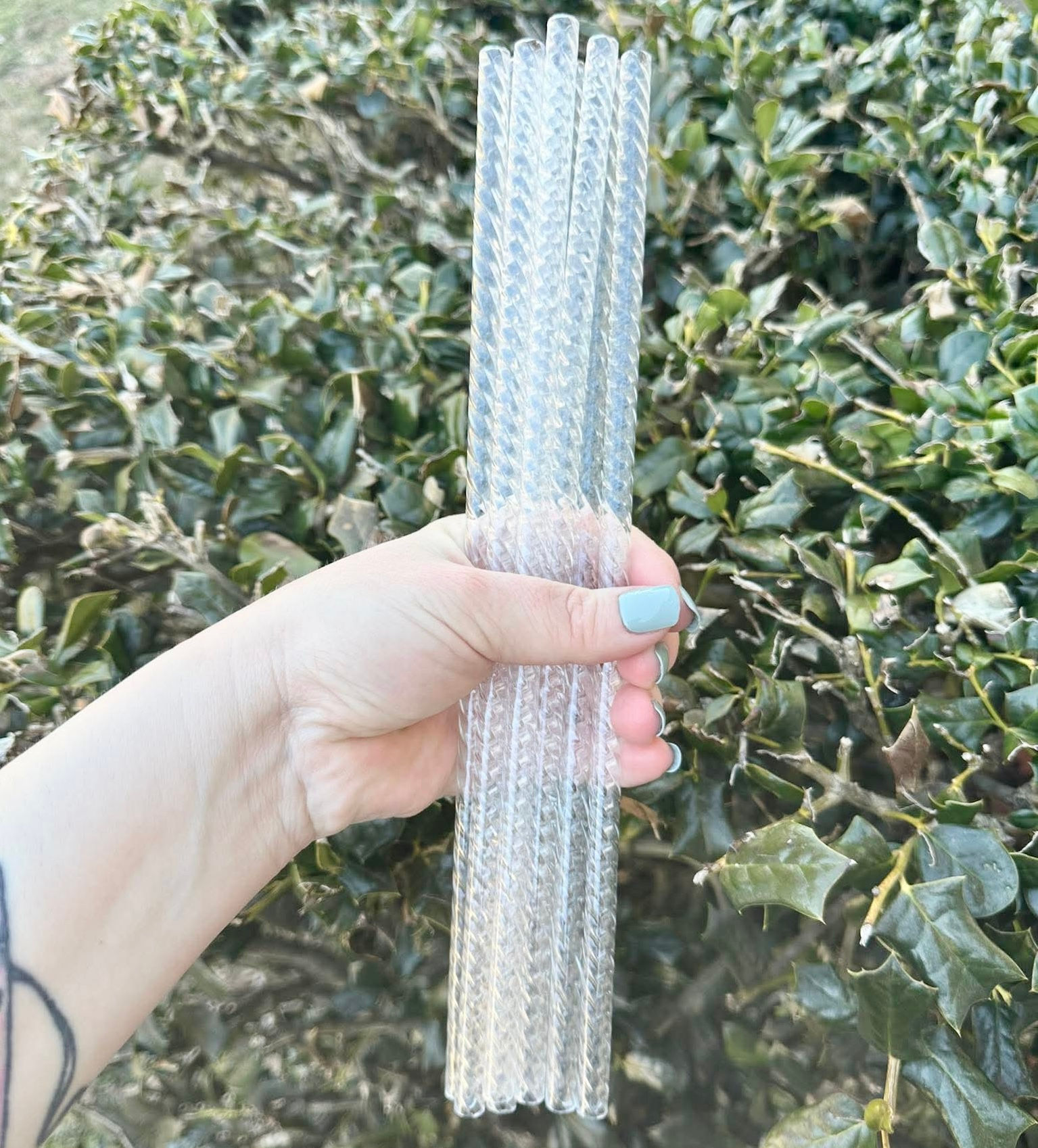 Clear Twisted 12in Reusable Plastic Straw