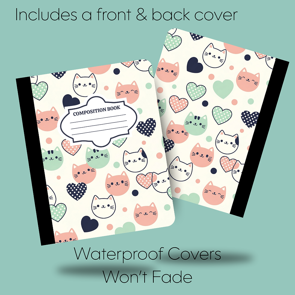 Thumbnail: Cats, Hearts, & Dots Composition Notebook & Covers