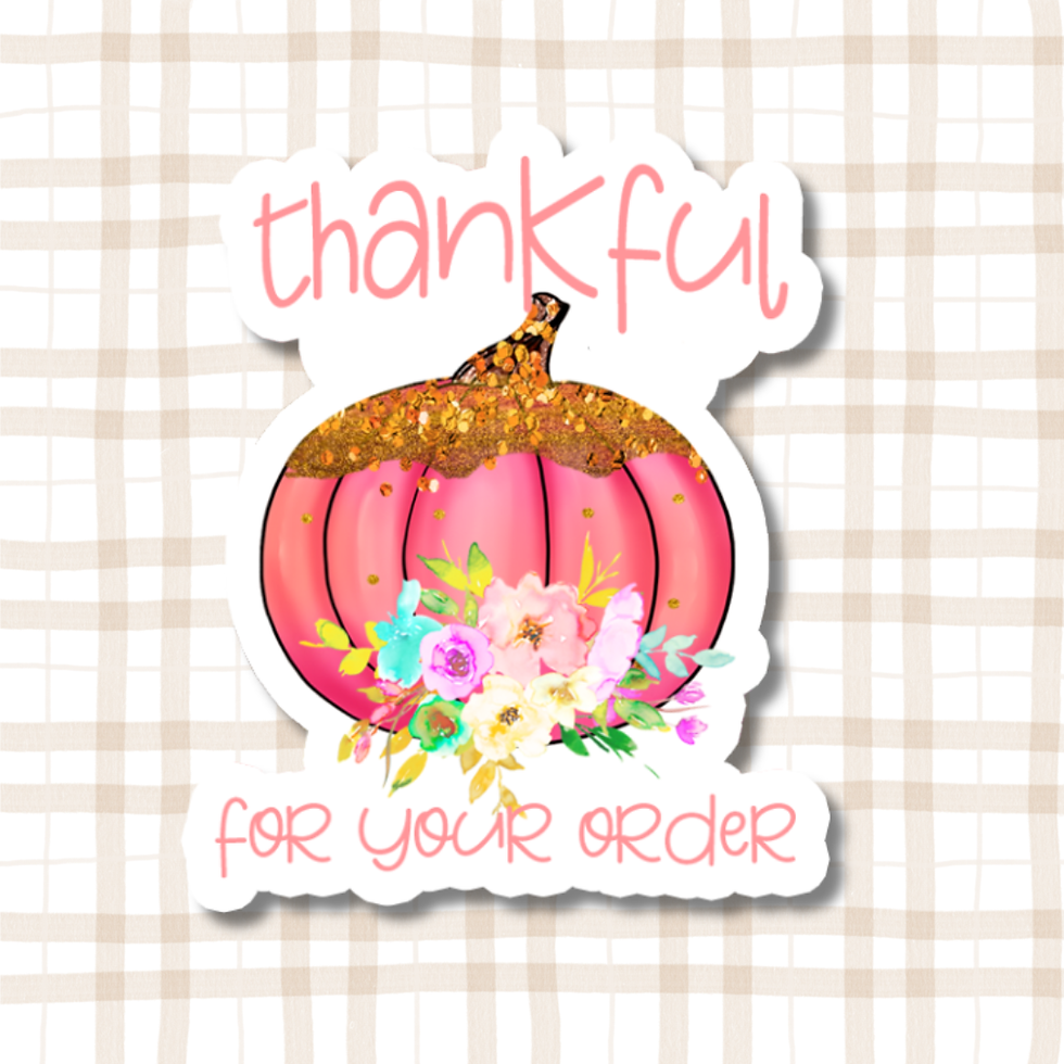 Thankful Pink Pumpkin Happy Mail Stickers