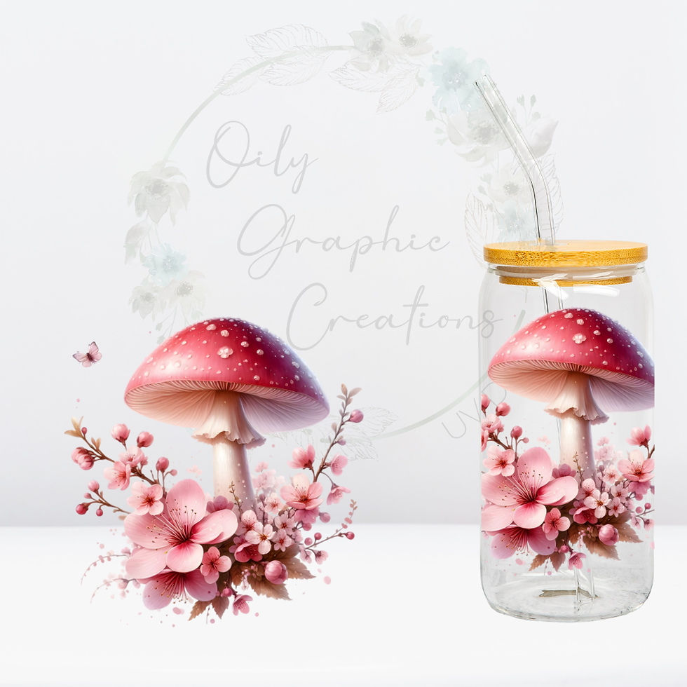 Mushroom Cherry Blossom- UV DTF Decal
