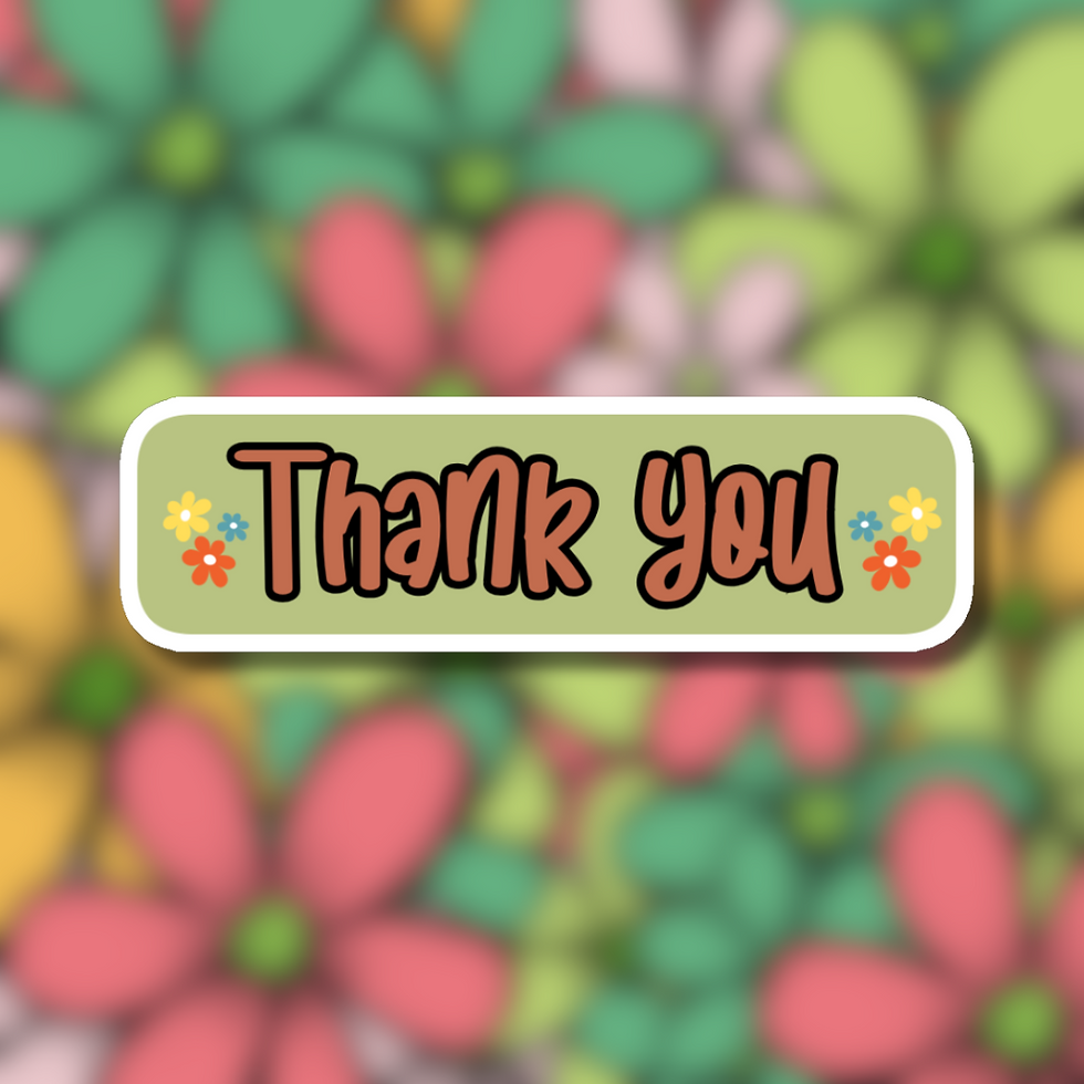 Green Floral Thank You Happy Mail Stickers
